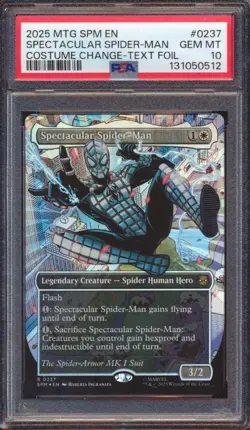 2025 MTG SPECTACULAR SPIDER-MAN COSTUME CHANGE TEXTURED FOIL PSA 10! - Image 1
