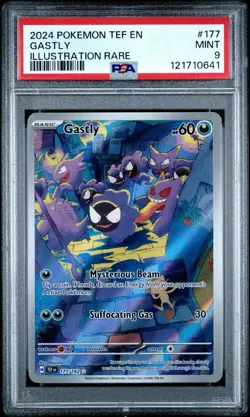 2024 POKEMON TEF EN-TEMPORAL FORCES ILLUSTRATION RARE #177 GASTLY PSA 9 - Image 1