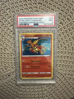 PSA 9 Pokemon Special Delivery Charizard P.M. Center UK Holo Promo SWSH075 Mint - Image 1