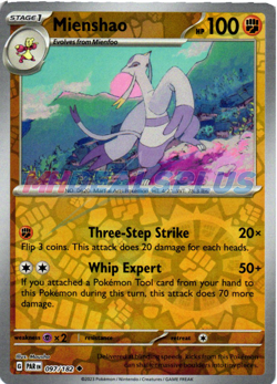 NM Pokemon Paradox Rift Mienshao Reverse Holo 097 - Image 1