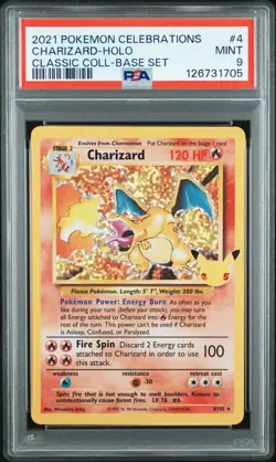 2021 POKEMON CELEBRATIONS CLASSIC COLL #4 CHARIZARD-HOLO PSA 9 - Image 1