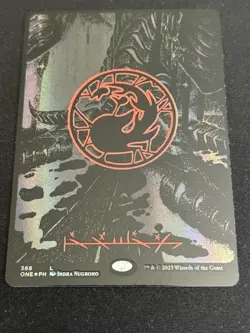 1x Mountain PHYREXIAN Full Art OIL SLICK RAISED FOIL All Will Be One ONE MTG P3 - Image 1