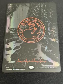 1x Mountain PHYREXIAN Full Art OIL SLICK RAISED FOIL All Will Be One ONE MTG P4 - Image 1