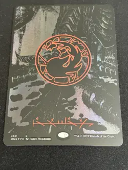 1x Mountain PHYREXIAN Full Art OIL SLICK RAISED FOIL All Will Be One ONE MTG P5 - Image 1