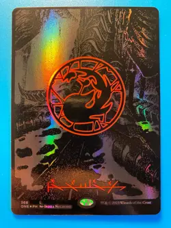 MTG 1x OIL SLICK RAISED FOIL Mountain # 368 Phyrexia All Will Be One Magic x1 NM - Image 1