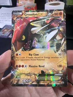 Pokemon Groudon-EX Black Star Promos Holo Card XY42 LP - Image 1