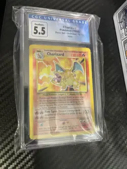Pokemon TCG 1999 Charizard Holo Rare Base Set Unlimited 4/102 CGC 5.5 - Image 1
