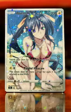 Akeno Full Art Anime Pokemon Waifu Trading Card Holofoil GLOW IN DARK - Image 1