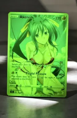 Akeno Full Art Anime Pokemon Waifu Trading Card Holofoil GLOW IN DARK - Image 3