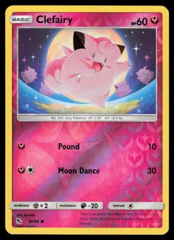 Clefairy 39/68 Reverse Holo Pokemon Hidden Fates LP - Image 1