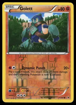 Golett 71/101 Reverse Holo Pokemon Noble Victories LP - Image 1