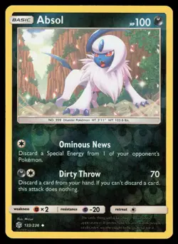 Absol 133/236 Reverse Holo Pokemon Cosmic Eclipse LP - Image 1