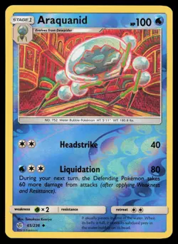 Araquanid 65/236 Reverse Holo Pokemon Cosmic Eclipse LP - Image 1