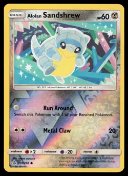 Alolan Sandshrew 137/236 Reverse Holo Pokemon Cosmic Eclipse LP - Image 1