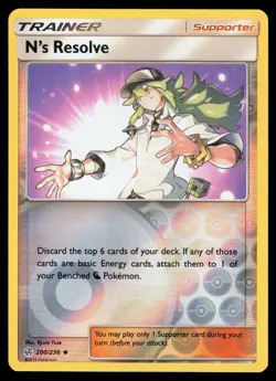 N's Resolve 200/236 Reverse Holo Pokemon Cosmic Eclipse LP - Image 1
