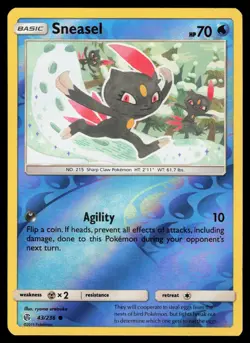 Sneasel 43/236 Reverse Holo Pokemon Cosmic Eclipse LP - Image 1