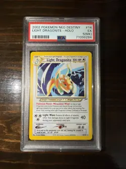2002 Pokemon Neo Destiny 14/105 Light Dragonite Holo PSA 5 (mk) - Image 1