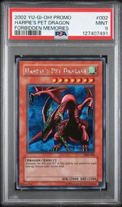 PSA 9 HARPIE'S PET DRAGON FMR-002 FORBIDDEN MEMORIES PROMO YUGIOH 2002 ENGLISH - Image 1
