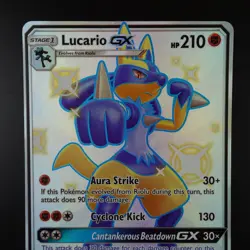Lucario GX SV64/SV94 Pokemon Hidden Fates Holo Full Art Card - Image 2