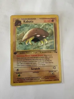 Pokemon TCG Kabuto Fossil 1st Edition Common Card 50/62 Regular - Image 1