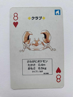 Krabby 8 of Hearts Pokemon Poker No. 098 Venusaur Green Deck Playing Card 1996 - Image 1
