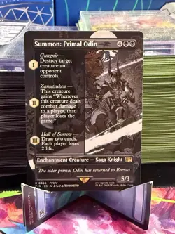 Magic MTG Final Fantasy Summon: Primal Odin #365 *NON-FOIL* Borderless Rare - Image 1