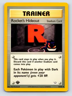 Rocket's Hideout - 63/64 1st Edition Uncommon Neo Revelation - HP Pokemon TCG - Image 1