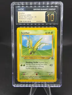 Pokemon TCG: Scyther (2000) Black Star Promo #45 Pokemon League CGC 10 PRISTINE - Image 1