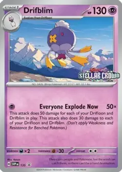 1x Drifblim - SVP135 - SVP Black Star Promos Moderately Played Pokemon SV Black - Image 1