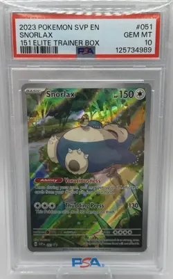2023 Pokemon SVP EN SNORLAX 151 Elite Trainer Box #51 PSA 10 - Image 1