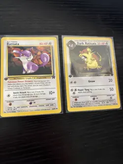 2000 Pokemon Team Rocket First Edition Dark Raticate #51/82 Rattata 66/82 - Image 1