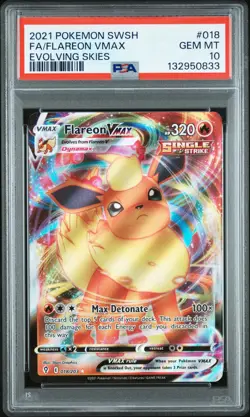 2021 Pokemon Sword & Shield Evolving Skies #018 Flareon Vmax PSA 10 - Image 1