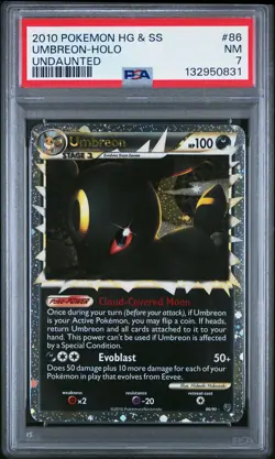 2010 Pokemon Heartgold & Soulsilver Undaunted #86 Umbreon Holo PSA 7 NM - Image 1
