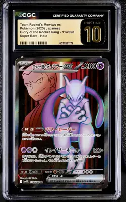 CGC 10 Pristine POKEMON 2025 Team Rocket's Mewtwo ex 114/098 sv10 - Image 1