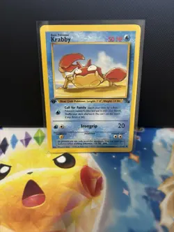 Pokemon Fossil Krabby 51/62 1st Edition HP - Image 1
