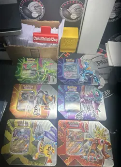 6 x All Pokemon Walmart Black Friday TCG Paradox Destinies Tins SEALED 30 Packs - Image 1