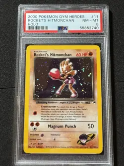 2000 POKEMON GYM HEROES HOLO #11 ROCKET'S HITMONCHAN PSA 8 NM-MINT - Image 2