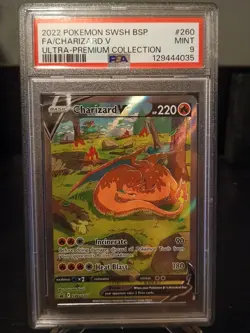 Pokemon TCG Charizard v SWSH260 Black Star Promo Charizard UPC PSA 9 Mint - Image 1