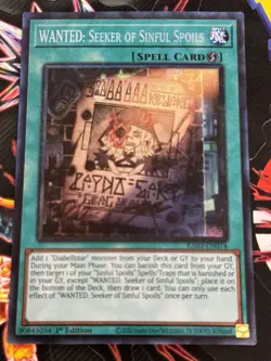 Yugioh! 1x WANTED: Seeker of Sinful Spoils RA03-EN074 Collector's Rare 1st Ed - Image 1