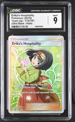 CGC 9 MINT Erika's Hospitality 2019 Team Up 174/181 Ultra Rare Holo Pokemon Card - Image 1