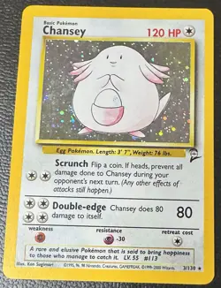 Chansey Holo WOTC Pokemon Card 3/130 Base Set 2 Rare 2000 Vintage Original LP - Image 1