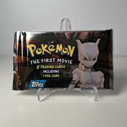 Vintage Topps Pokemon The First Movie Booster Pack 9 Cards Foil Blue Logo New - Image 1