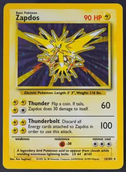Pokemon - Zapdos Holo - 16/102 - Base Set - Rare Card - Played - Image 2