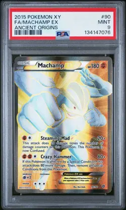 2015 Pokemon XY Ancient Origins Full Art Machamp EX 90/98 #90 PSA 9 - Image 1