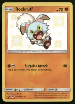 Rockruff Shiny Holo Rare Hidden Fates: Shiny Vault SV23/SV94 LP-NM Pokemon TCG - Image 1