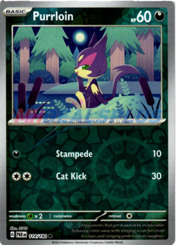 NM Pokemon Paradox Rift Purrloin Reverse Holo 114 - Image 1
