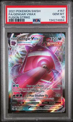 2021 POKEMON SWORD & SHIELD FUSION STRIKE #157 FULL ART/GENGAR VMAX PSA 10 - Image 1