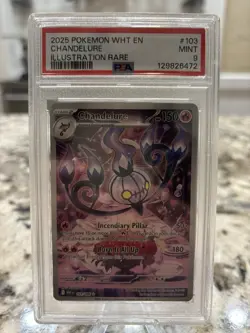 2025 POKEMON WHT EN-WHITE FLARE ILLUSTRATION RARE #103 CHANDELURE PSA 9 - Image 1