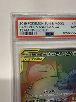 2019 Pokemon Sun And Moon Team Up Secret #191 Eevee & Snorlax GX Full Art PSA 9 - Image 3