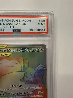 2019 Pokemon Sun And Moon Team Up Secret #191 Eevee & Snorlax GX Full Art PSA 9 - Image 4